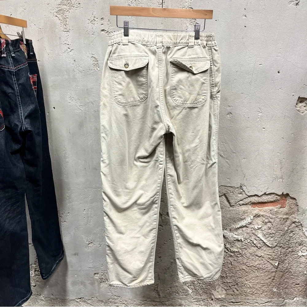 Vintage L.L. Bean Khaki Pleated Insulated Blanket Lined Tapered Pants 34x29